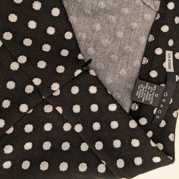 Grace Black and White Polka Don Pencil Skirt. Length: 25" - Picture 5 of 9